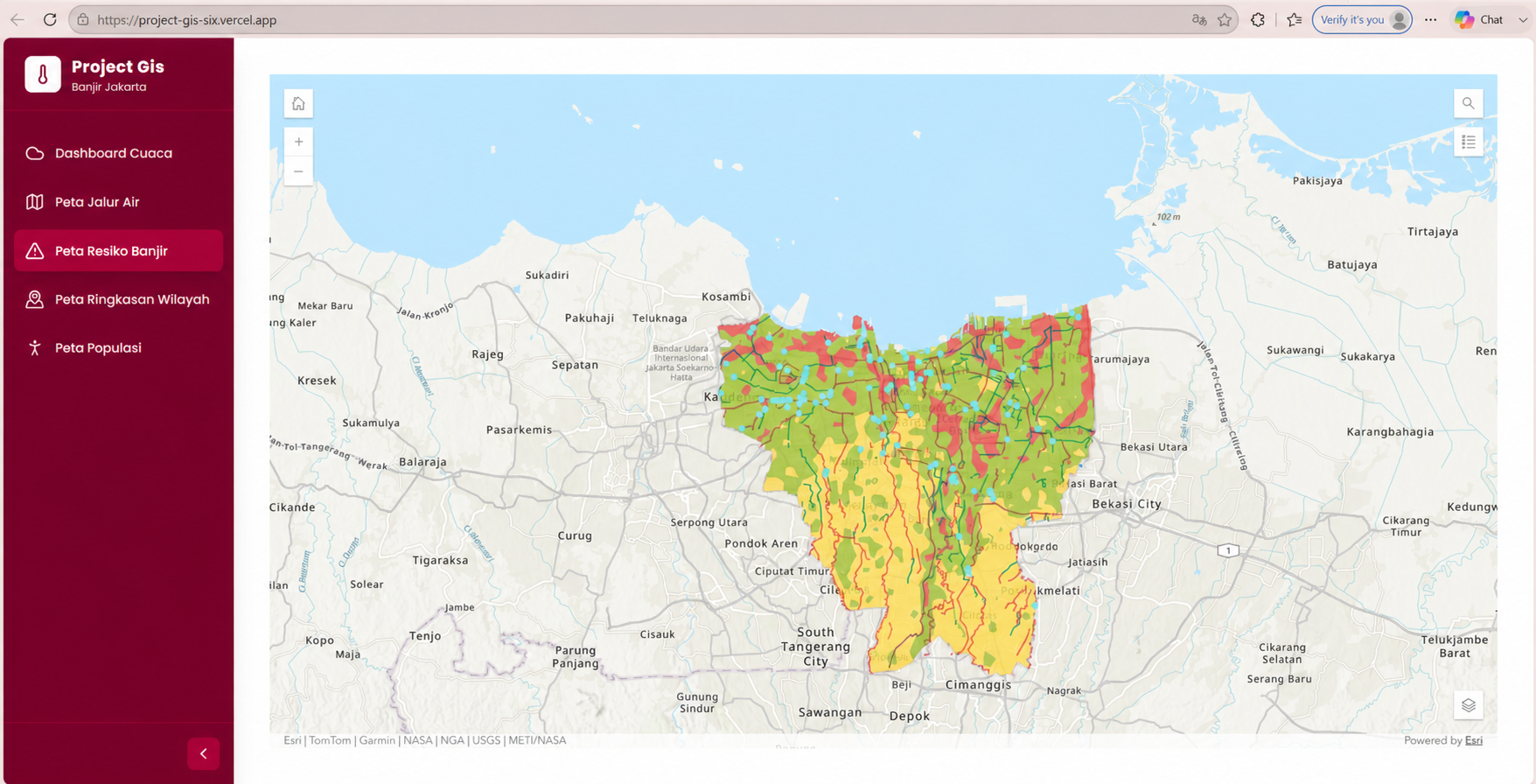 GIS Banjir Jakarta flood-risk dashboard map